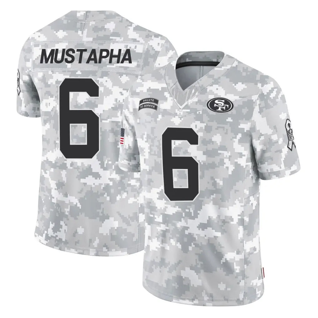 SF.49ers #6 Malik Mustapha Player Arctic Camo Limited Salute To Service Home Game STECN Stitched Jerseys