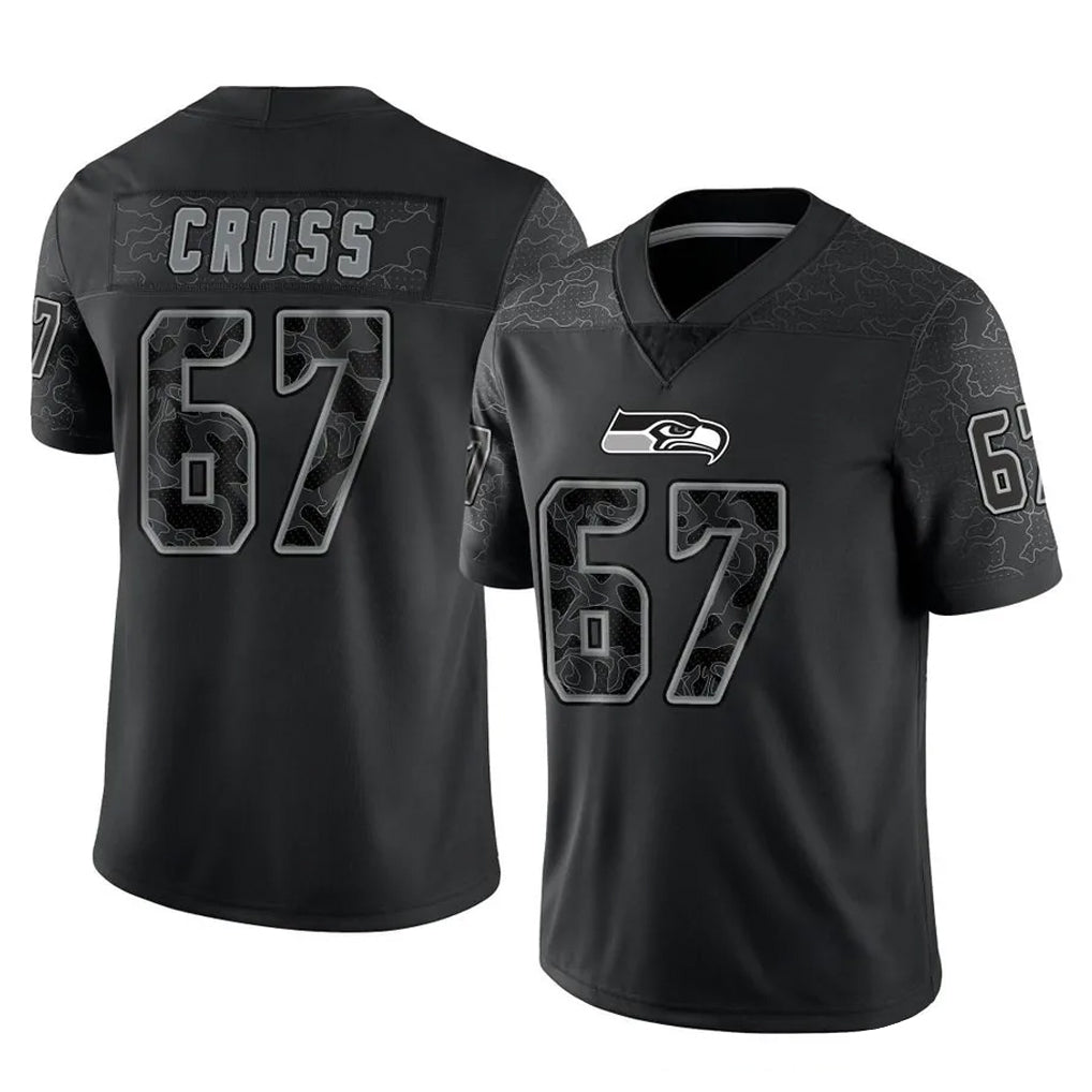 S.Seahawks #67 Charles Cross Player Black Limited Reflective Home Game STECN Stitched Jerseys