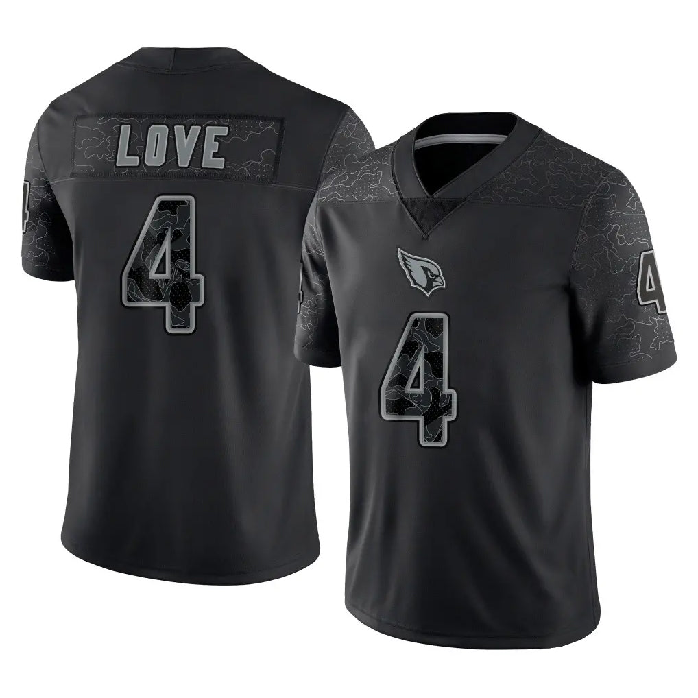 A.Cardinals #4 Jeremiyah Love Player Black RFLCTV Limited Home Game STECN Stitched Jerseys