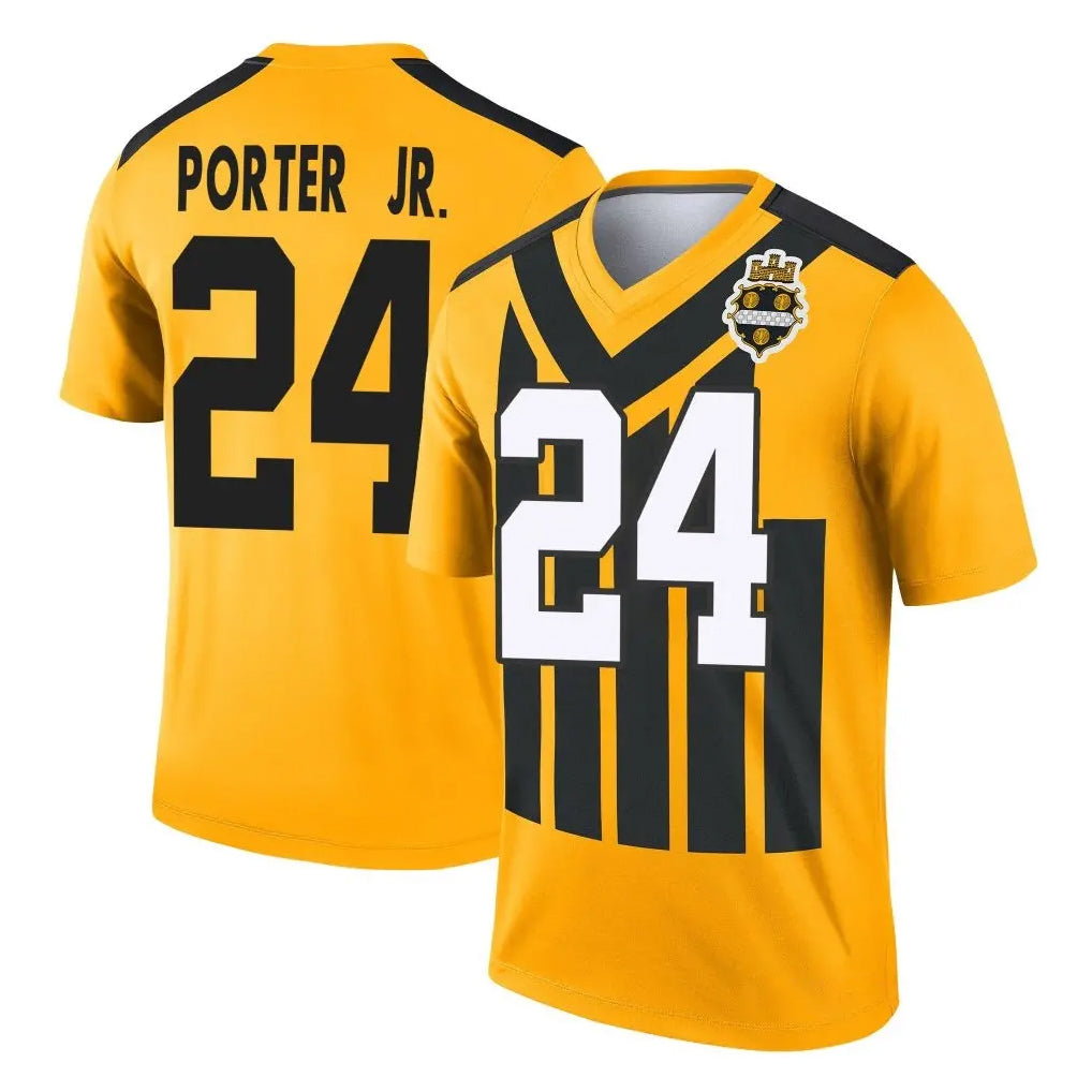 P.Steelers #24 Joey Porter Jr. Player Gold Legend Limited 1933 Throwback Performance Home Game STECN Stitched Jerseys