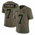 SF.49ers #7 De'Zhaun Stribling Player Olive 2025 Salute To Service Limited Home Game STECN Stitched Jerseys