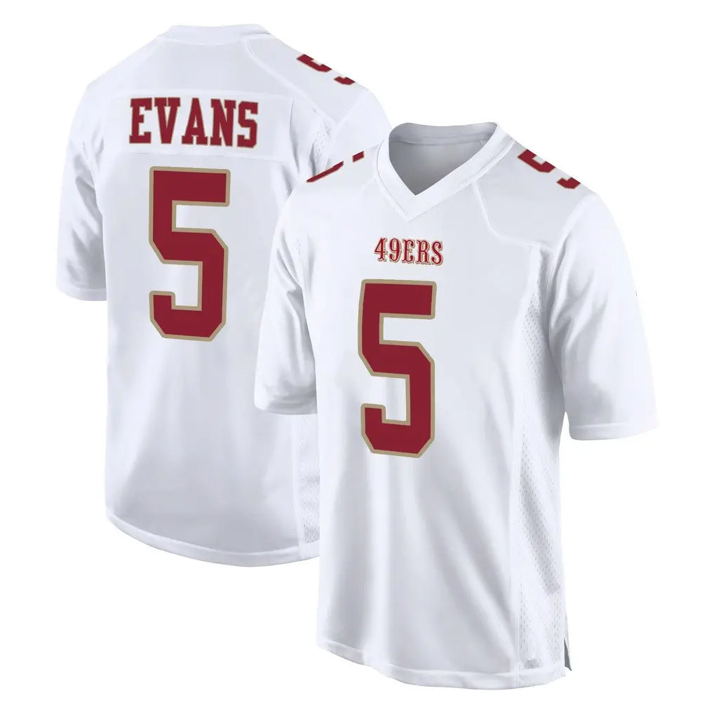 SF.49ers #5 Mike Evans Player White Fashion Home Game STECN Stitched Jerseys