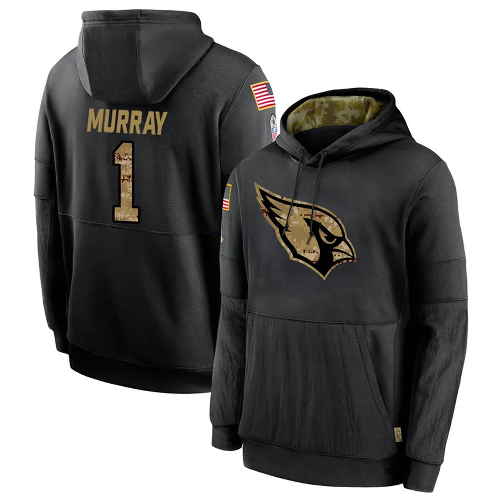 A.Cardinals #1 Kyler Murray Player Black Salute to Service Limited Hoodies STECN Stitched Jerseys