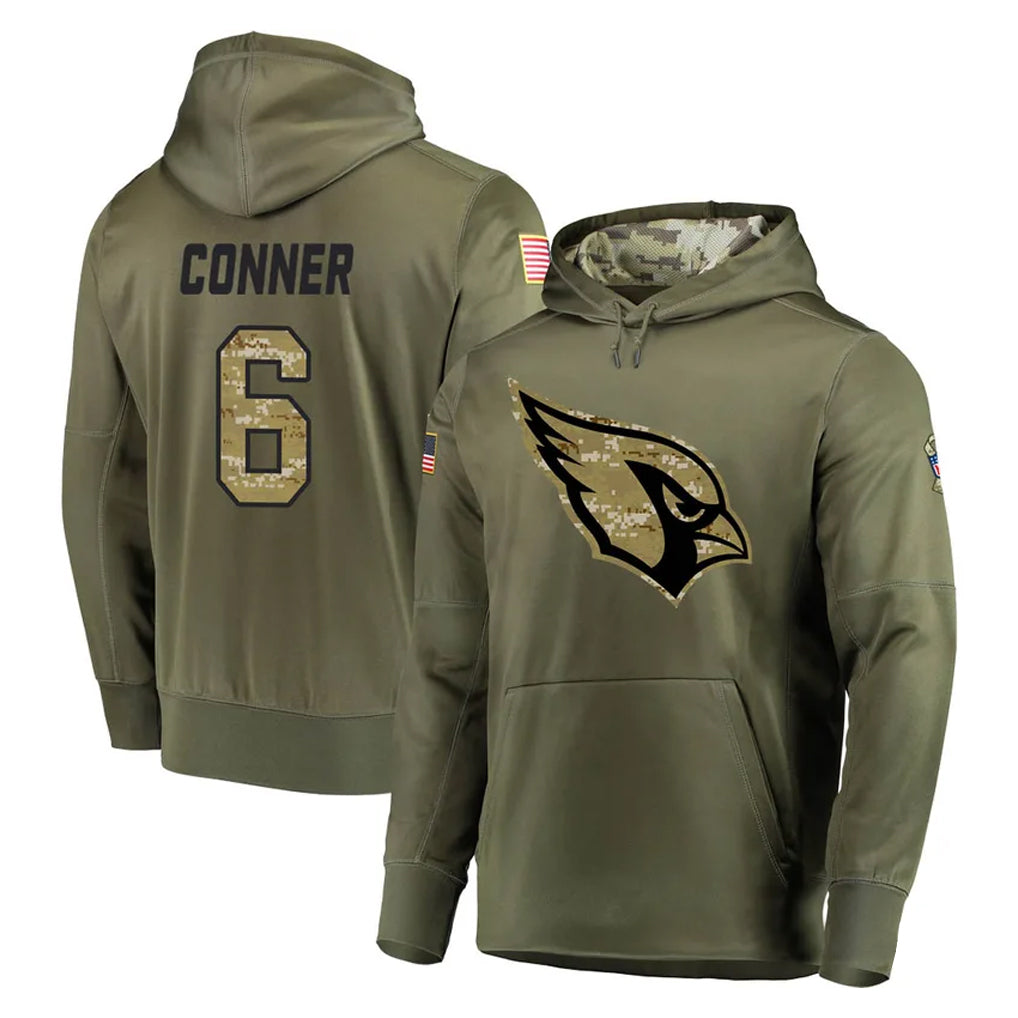 A.Cardinals #6 James Conner Player Olive Salute to Service Limited Hoodie STECN Stitched Jerseys