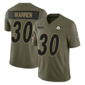 P.Steelers #30 Jaylen Warren Player Olive 2025 Salute To Service Limited Home Game STECN Stitched Jerseys