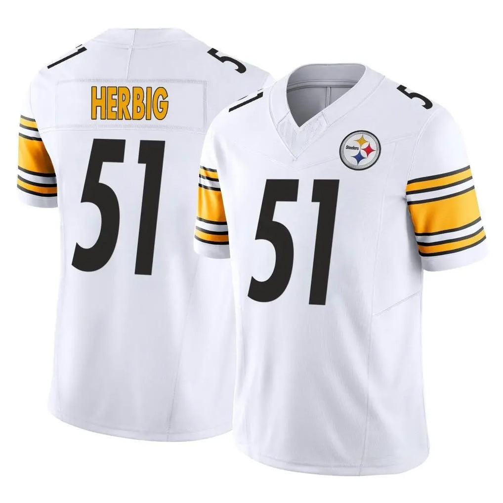 P.Steelers #51 Nick Herbig Player White Limited Vapor F.U.S.E. Home Game STECN Stitched Jerseys