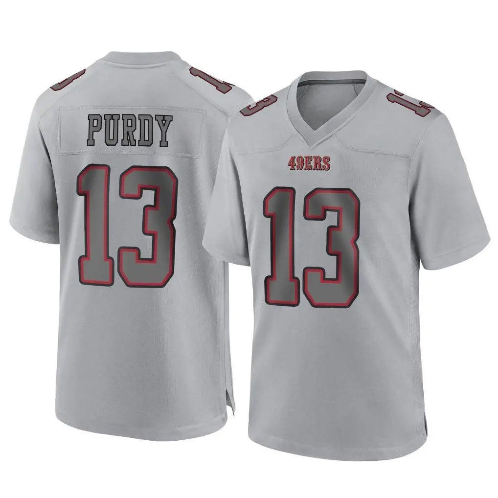 SF.49ers #13 Brock Purdy Player Gray Atmosphere Fashion Home Game STECN Stitched Jerseys