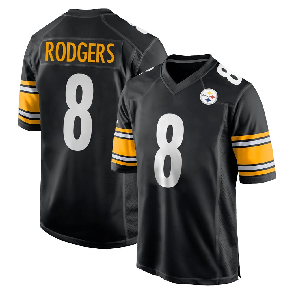 P.Steelers #8 Aaron Rodgers Player Black Home Game STECN Stitched Jerseys
