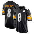 P.Steelers #8 Aaron Rodgers Player Black Home Game STECN Stitched Jerseys