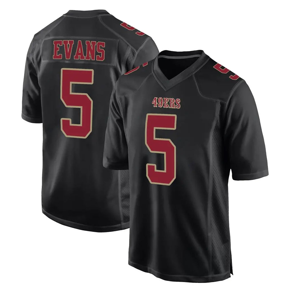 SF.49ers #5 Mike Evans Player Black Fashion Home Game STECN Stitched Jerseys