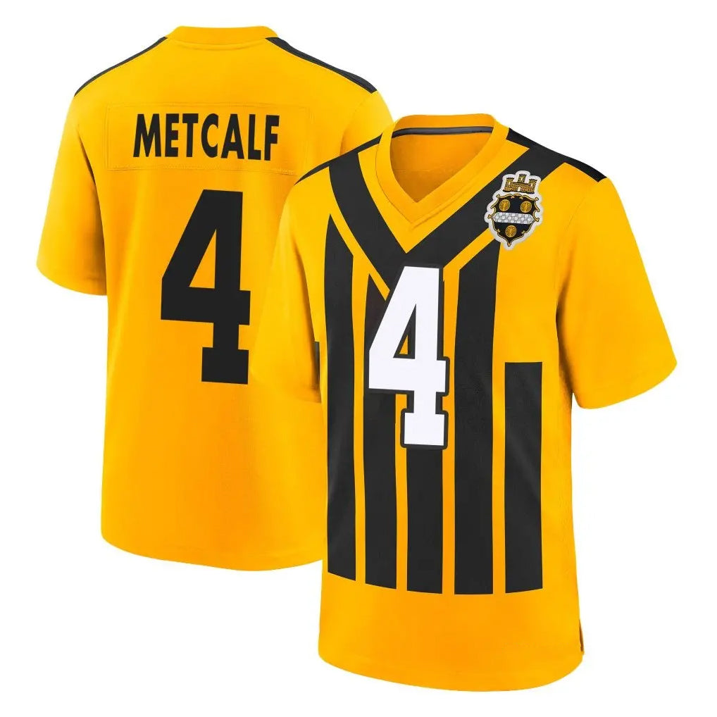 P.Steelers #4 DK Metcalf Player Gold Limited 1933 Throwback Home Game STECN Stitched Jerseys