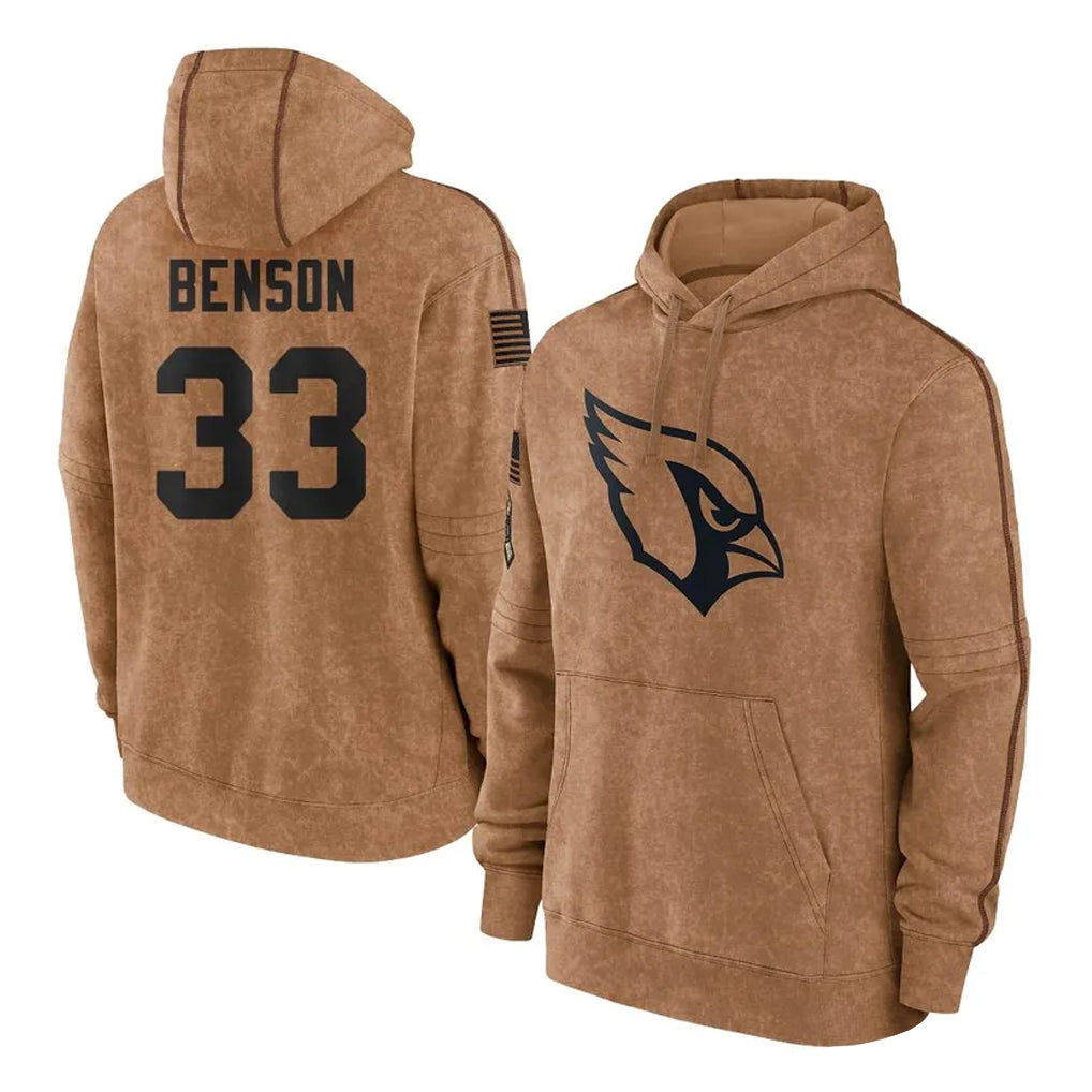 A.Cardinals #33 Trey Benson Player Brown Salute To Service Limited Hoodies STECN Stitched Jerseys