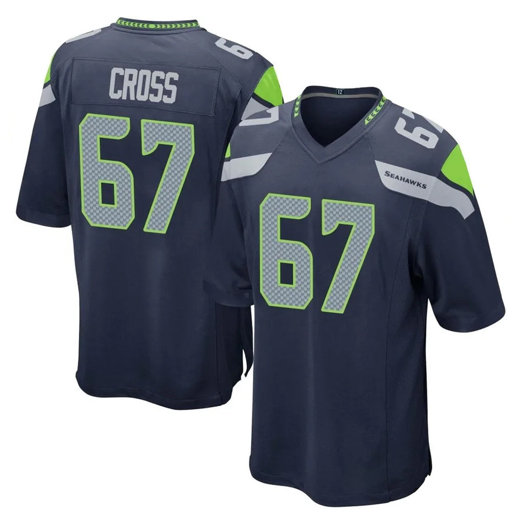 S.Seahawks #67 Charles Cross Player Navy Home Game STECN Stitched Jerseys