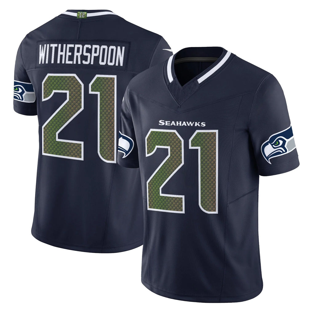 S.Seahawks #21 Devon Witherspoon Player Navy Rivalries Vapor Limited Home Game STECN Stitched Jerseys
