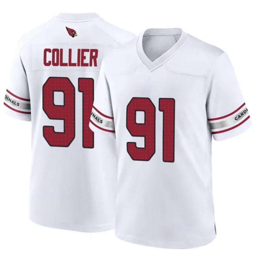 A.Cardinals #91 L.J. Collier Player White Game Home STECN Stitched Jerseys