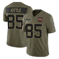 SF.49ers #85 George Kittle Player Olive 2025 Salute To Service Limited Home Game STECN Stitched Jerseys
