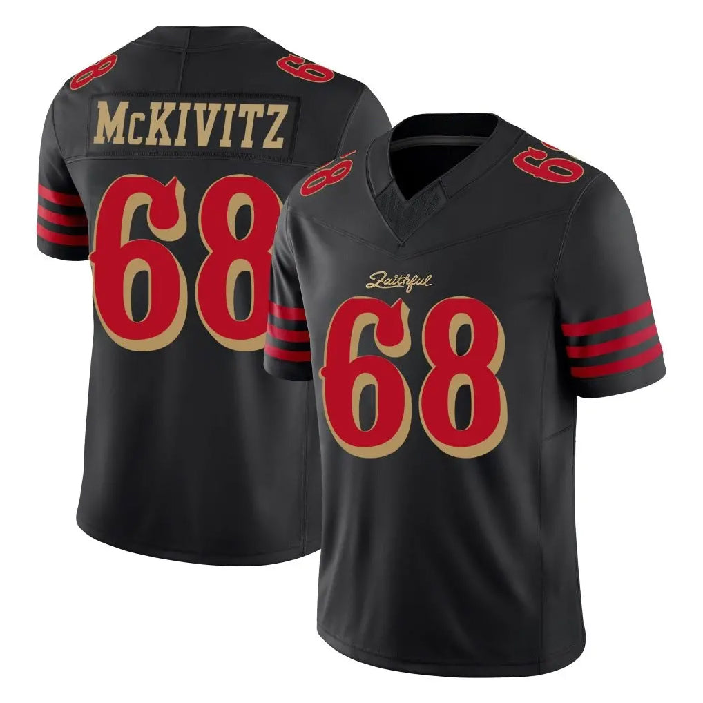SF.49ers #68 Colton McKivitz Player Black Limited Rivalries Collection Home Game STECN Stitched Jerseys