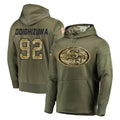 SF.49ers #92 Osa Odighizuwa Player Olive Salute to Service Pullover Hoodie Home Game STECN Stitched Jerseys