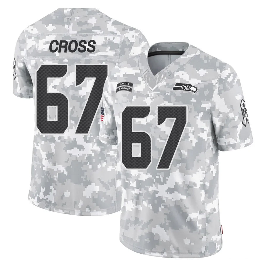 S.Seahawks #67 Charles Cross Player Arctic Camo Limited Salute To Service Home Game STECN Stitched Jerseys