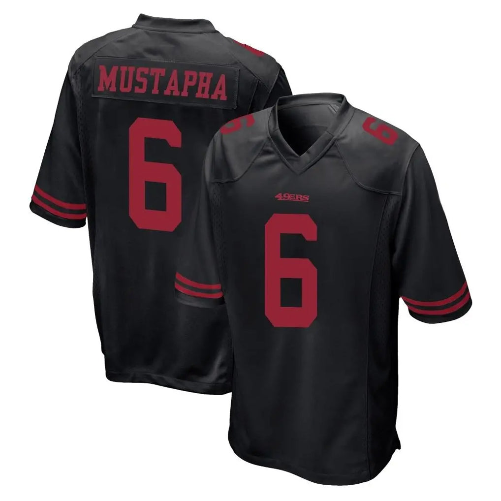 SF.49ers #6 Malik Mustapha Player Black Alternate Home Game STECN Stitched Jerseys