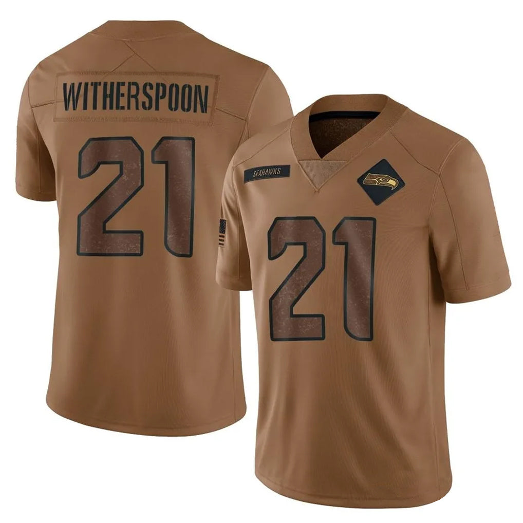 S.Seahawks #21 Devon Witherspoon Player Brown Limited Salute To Service Home Game STECN Stitched Jerseys