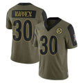 P.Steelers #30 Jaylen Warren Player Olive Salute To Service Limited Game STECN Stitched Jerseys