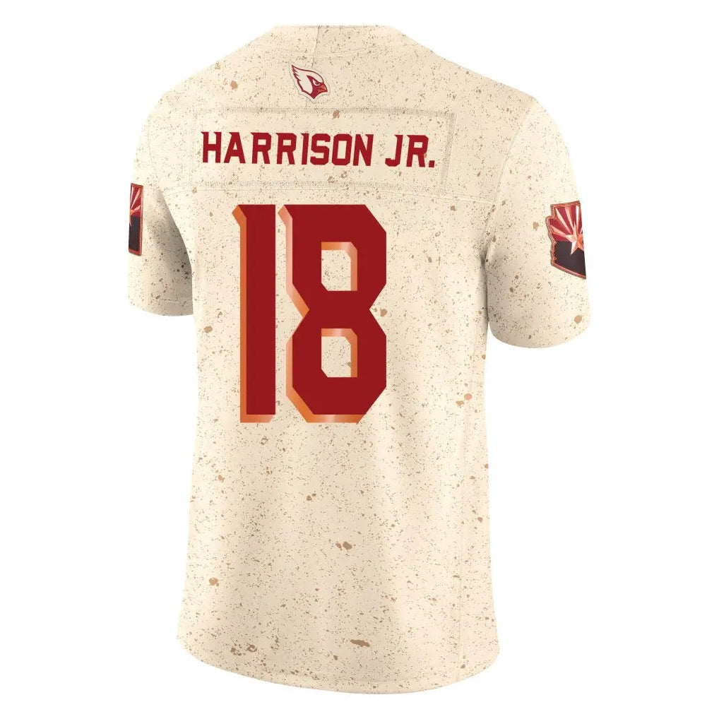 A.Cardinals #18 Marvin Harrison Jr. Player Cream Rivalries Collection Vapor Limited Home Game STECN Stitched Jerseys