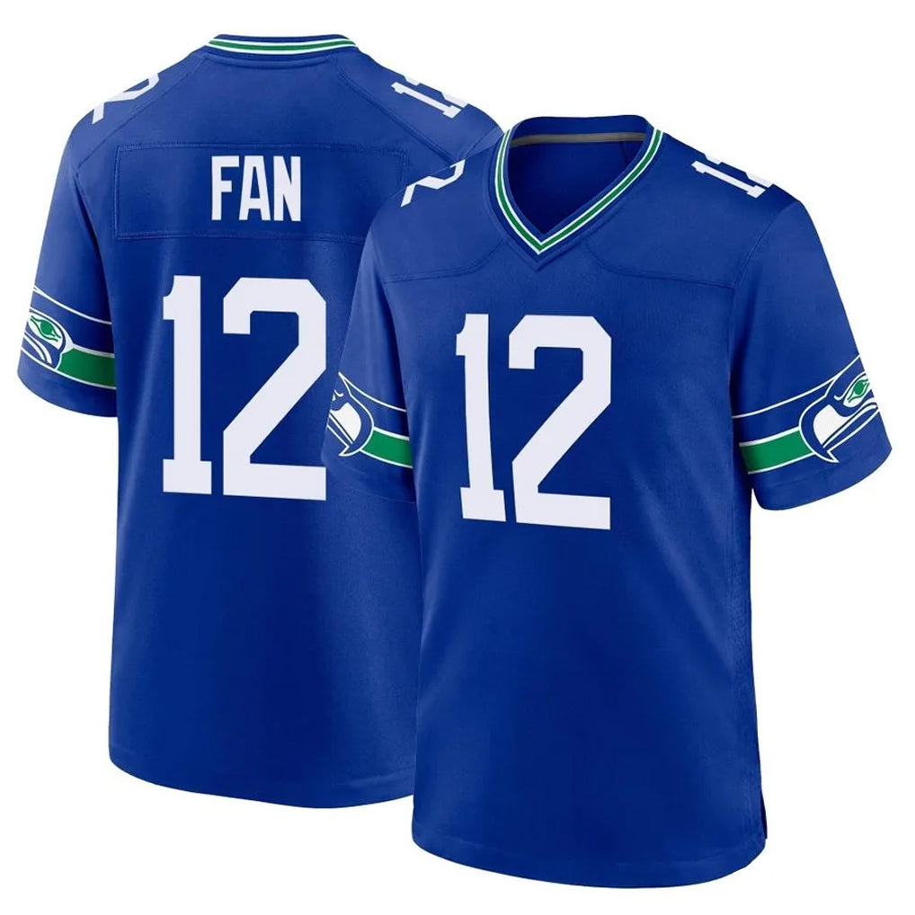 S.Seahawks #12 12th Fan Player Royal Throwback Home Game STECN Stitched Jerseys