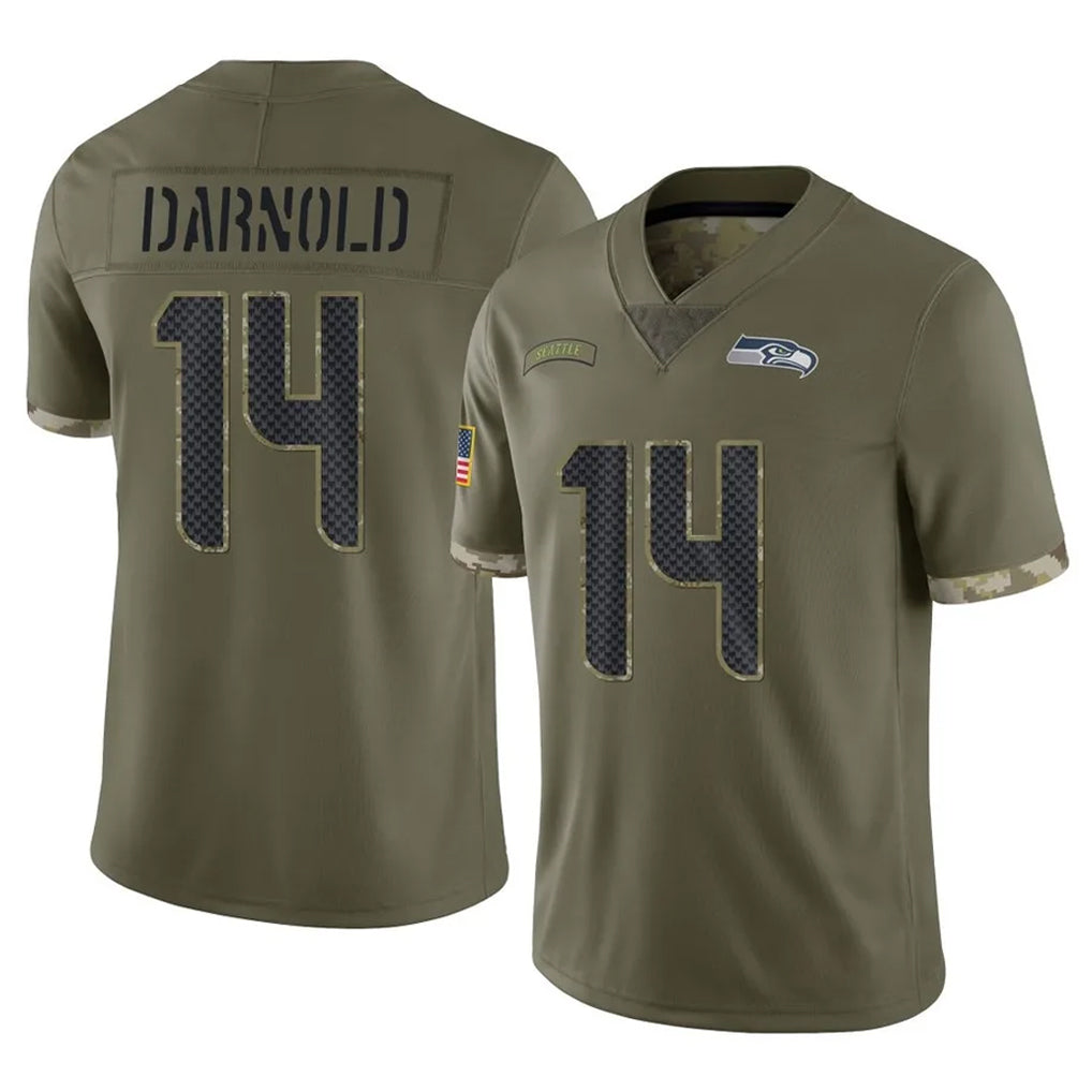 S.Seahawks #14 Sam Darnold Player Olive Limited Salute To Service Home Game STECN Stitched Jerseys