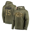 SF.49ers #15 De'Zhaun Stribling Player Olive Salute to Service Pullover Hoodie Home Game STECN Stitched Jerseys