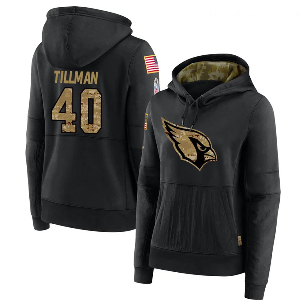 A.Cardinals #40 Pat Tillman Player Black Salute to Service Limited Hoodie STECN Stitched Jerseys
