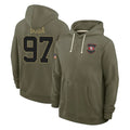 SF.49ers #97 Nick Bosa Player Olive Salute to Service Pullover Hoodies Limited STECN Stitched Jerseys