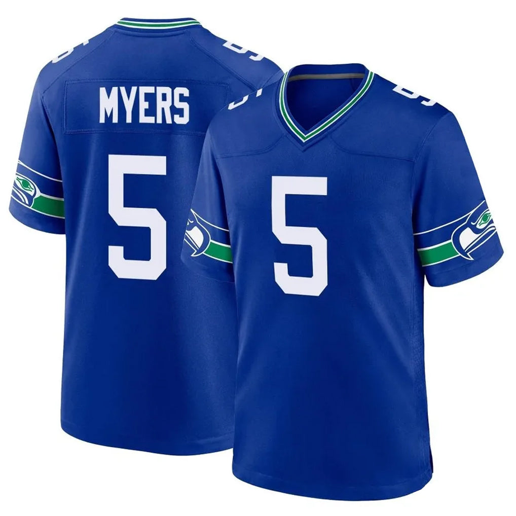 S.Seahawks #5 Jason Myers Player Royal Throwback Home Game STECN Stitched Jerseys