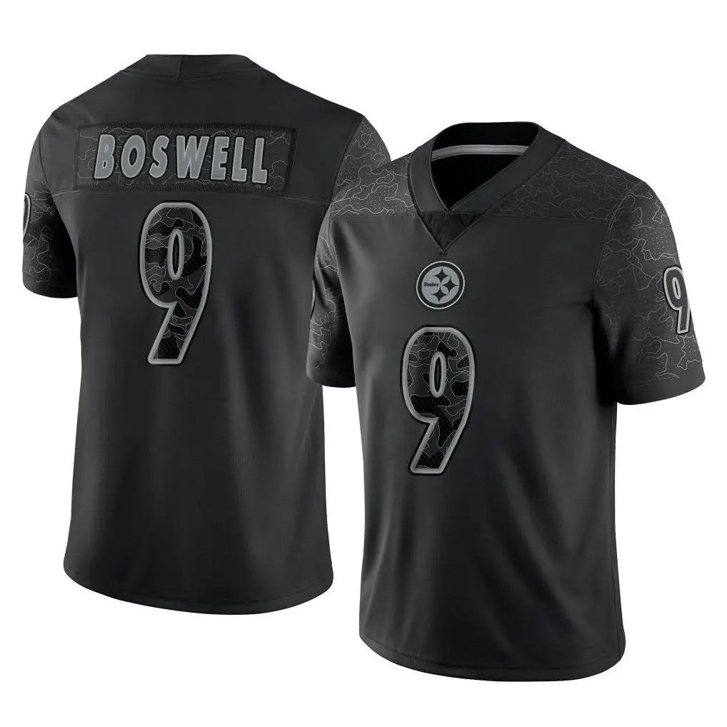 P.Steelers #9 Chris Boswell Player Black Reflective Limited Home Game STECN Stitched Jerseys