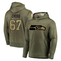 S.Seahawks #67 Charles Cross Player Olive Salute to Service Pullover Hoodie Home Game STECN Stitched Jerseys