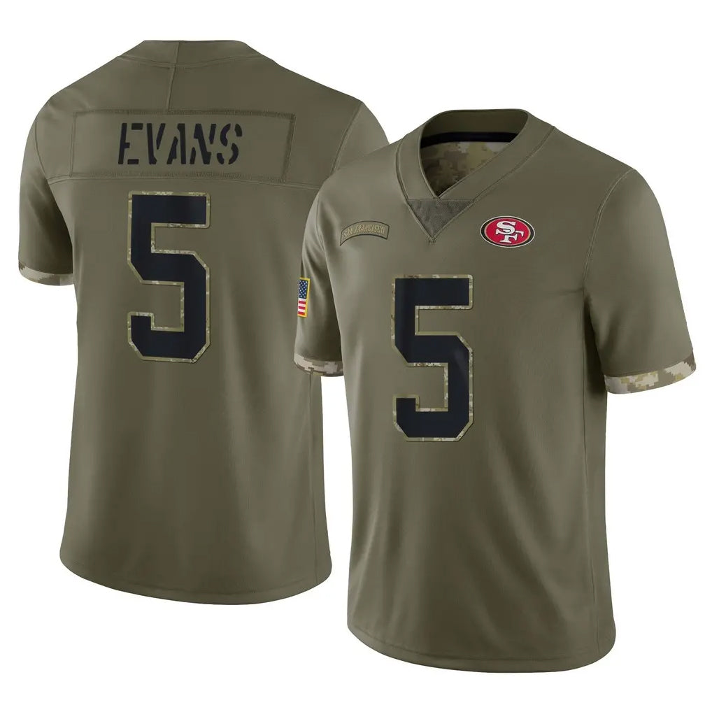 SF.49ers #5 Mike Evans Player Olive Limited Salute To Service Home Game STECN Stitched Jerseys