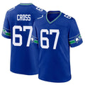 S.Seahawks #67 Charles Cross Player Royal Throwback Home Game STECN Stitched Jerseys