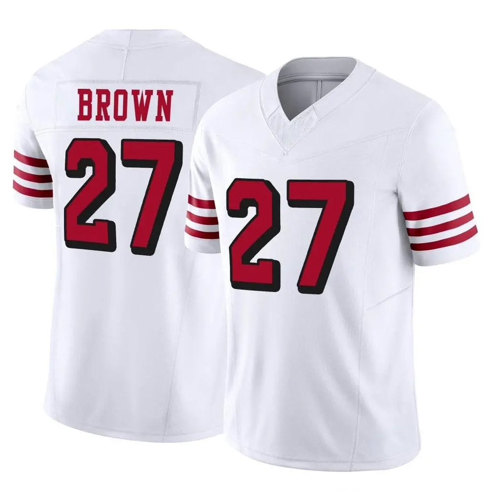 SF.49ers #27 Ji'Ayir Brown Player White Limited Alternate Vapor F.U.S.E. Home Game STECN Stitched Jerseys