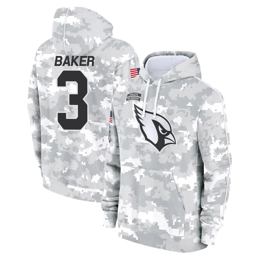 A.Cardinals #3 Budda Baker Player Arctic Camo Salute to Service Limited Hoodie STECN Stitched Jerseys