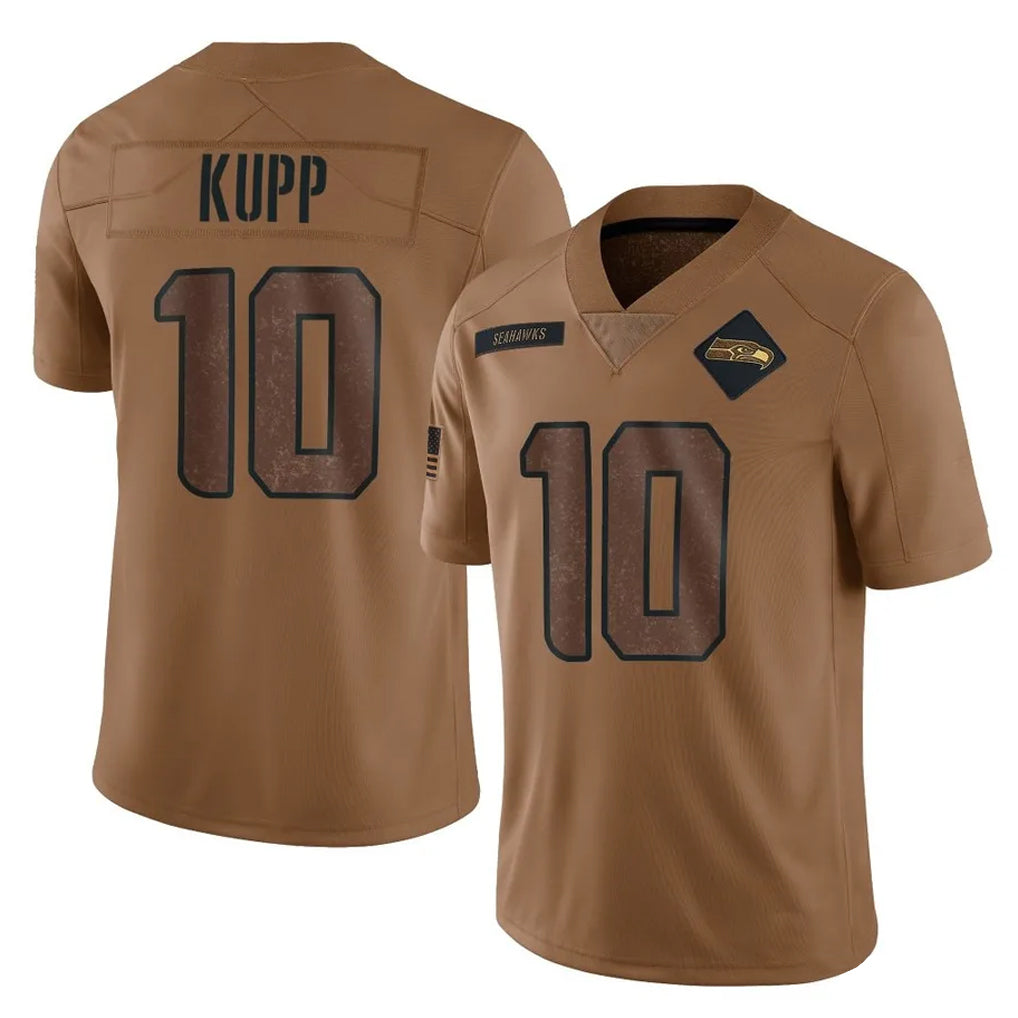 S.Seahawks #10 Cooper Kupp Player Brown Limited Salute To Service Home Game STECN Stitched Jerseys