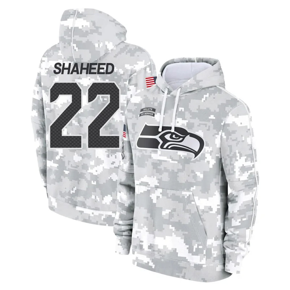 S.Seahawks #22 Rashid Shaheed Player Arctic Camo Limited Salute to Service Pullover Hoodies Game STECN Stitched Jerseys
