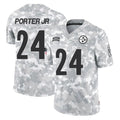 P.Steelers #24 Joey Porter Jr. Player Arctic Camo Limited Salute To Service Home Game STECN Stitched Jerseys