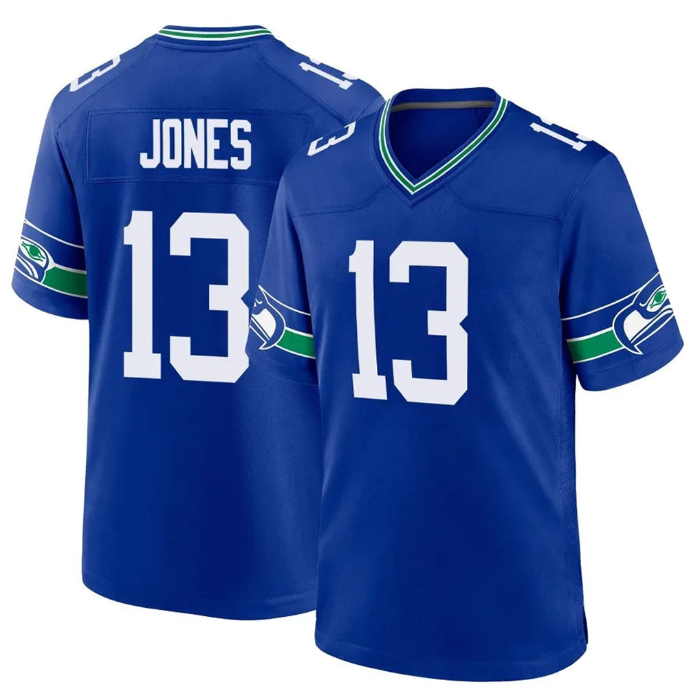 S.Seahawks #13 Ernest Jones IV Player Royal Throwback Home Game STECN Stitched Jerseys