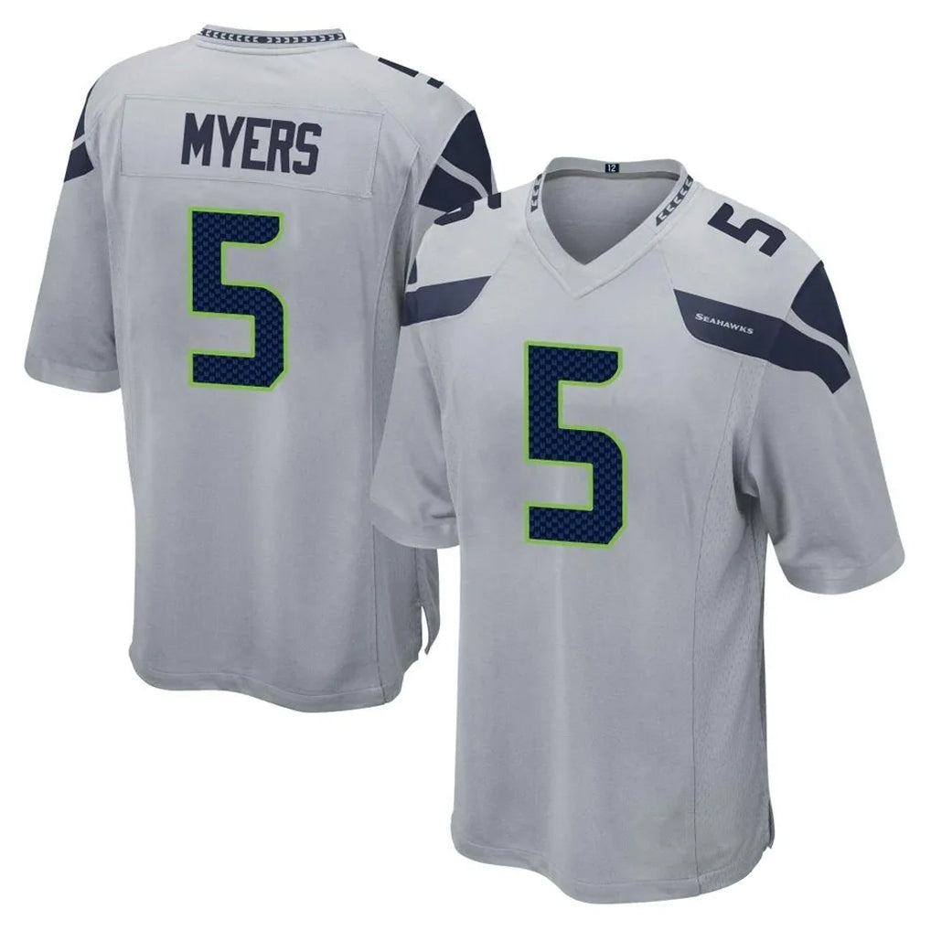 S.Seahawks #5 Jason Myers Player Gray Home Game STECN Stitched Jerseys