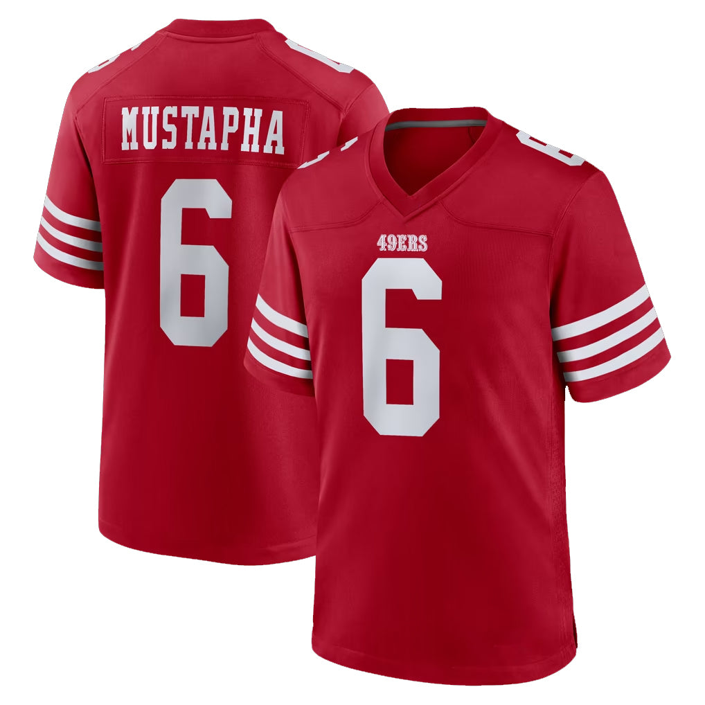 SF.49ers #6 Malik Mustapha Player Red Game Home STECN Stitched Jerseys