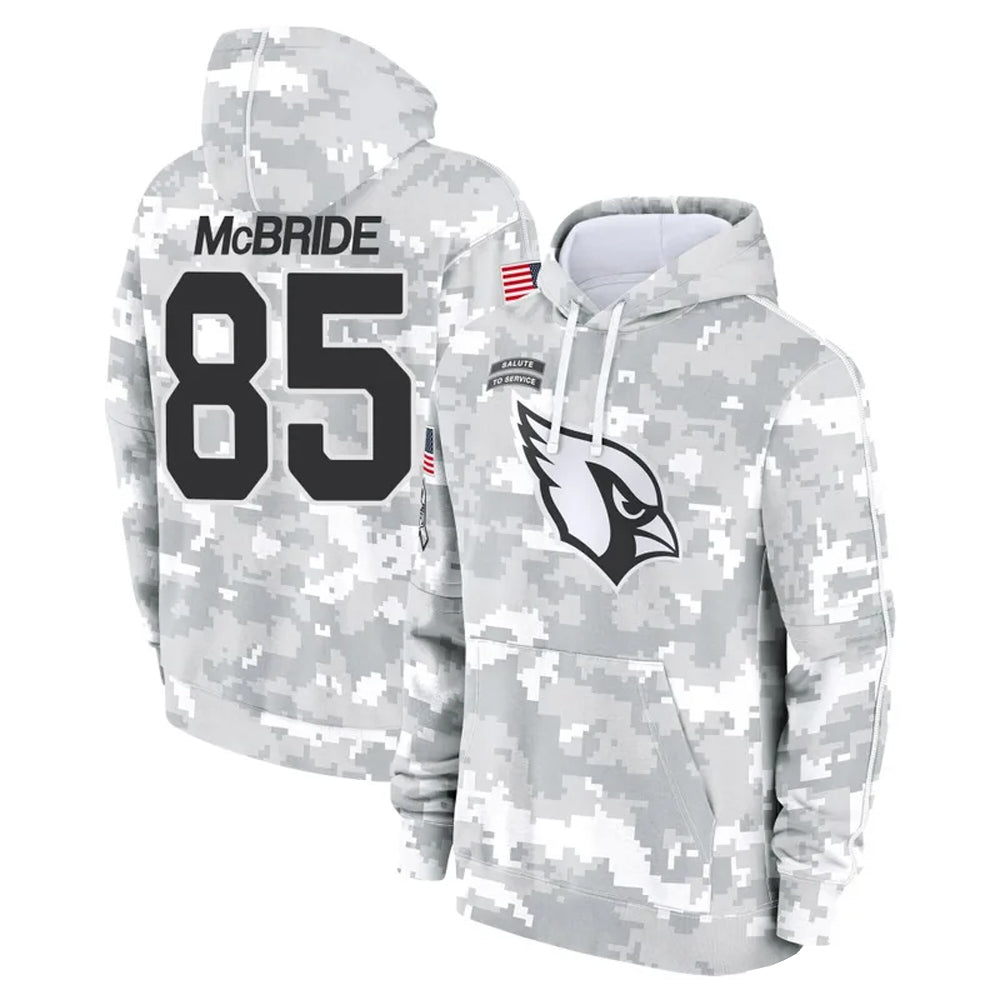 A.Cardinals #85 Trey McBride Player Camo Salute to Service Hoodies STECN Stitched Jerseys