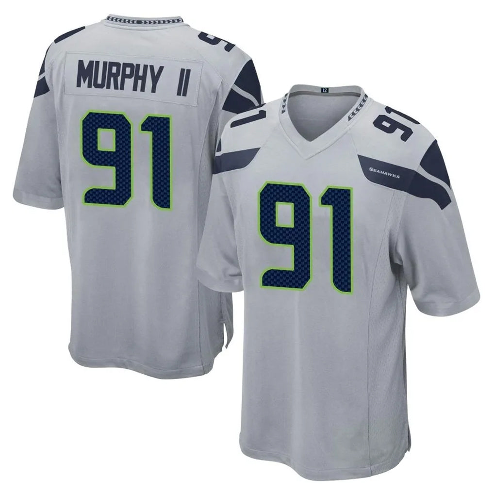 S.Seahawks #91 Byron Murphy II Player Gray Home Game STECN Stitched Jerseys