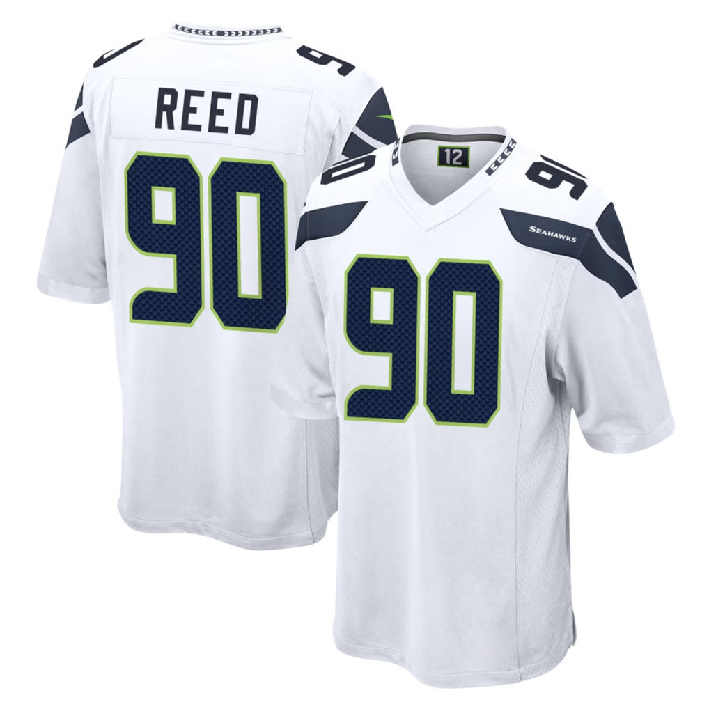 S.Seahawks #90 Jarran Reed Player White Home Game STECN Stitched Jerseys