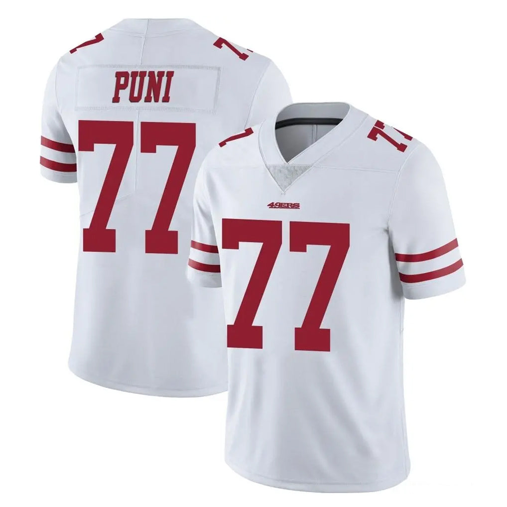 SF.49ers #77 Dominick Puni Player White Limited Vapor Untouchable Home Game STECN Stitched Jerseys