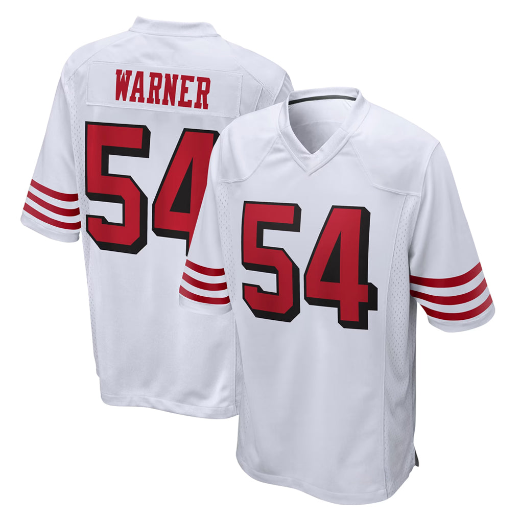 SF.49ers #54 Fred Warner Player White Limited Home Game STECN Stitched Jerseys